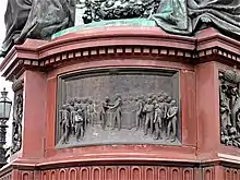 Graf Speranski überreicht dem Kaiser das Gesetzbuch, Denkmal für Nikolaus I., St. Petersburg