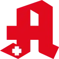 Großes rotes A in Gebrochener Grotesk-Schrift mit einem weißen Kreuz, Entwurf: Ernst Paul Weise, 1936
