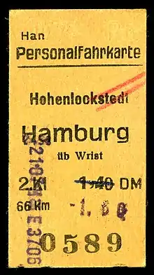 Personalfahrkarte aus Hohenlockstedt
