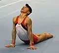 Nils Matache beim Liegestütz am Boden während der Gerätefinals
