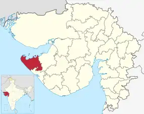 Positionskarte des Distrikts Devbhumi Dwarka