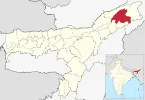 Positionskarte des Distrikts Dibrugarh