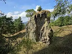 Ein Relikt des vergangenen Steinbruchbetriebs in der Blauen Kuppe.