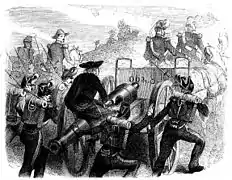 Verbindung von Kirche und Krieg:„Der Feldprediger auf der Kanone.“ 1855