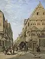 Die Holstenstraße mit dem Hosmannschen Haus vom Markt aus (etwa 1860), Gemälde von Johann Christian Wolters (*1811-†1876)