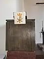 Die Kanzel der St.-Petri-Kirche (Neu Darchau) von vorne.