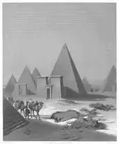 Impression der Pyramiden um 1850, nach den Berichten der Lepsius-Expedition