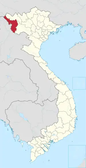 Karte von Vietnam mit der Provinz Tỉnh Điện Biên hervorgehoben