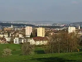Dietikon und das Limmattal,im Hintergrund Schlieren und Zürich
