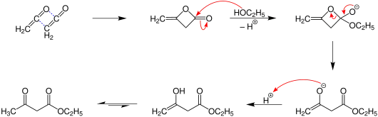 Nucleophile Reaktion von Diketen