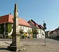 Distanzsäule auf dem Markt