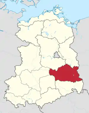 Lage des Bezirks Cottbus in  der DDR