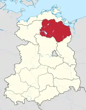 Lage des Bezirks Neubrandenburg in  der DDR