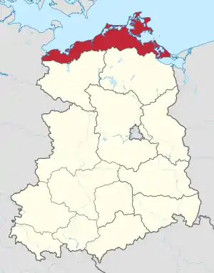 Lage des Bezirks Rostock in  der DDR