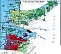 Ethnische Karte der Donaumündung aus 1861 (siehe Legende auf vollständiger Karte)