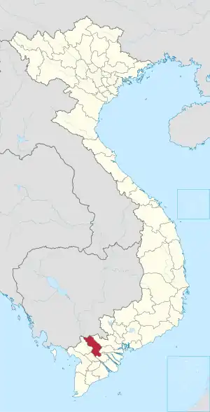 Karte von Vietnam mit der Provinz Tỉnh Đồng Tháp hervorgehoben