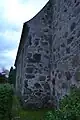 Kirchturm und Saalbau treffen im Norden aufeinander