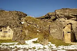 Durchschlag einer französischen 40-cm-Granate in einer Kasematte der Kehlkaserne (Fort de Douaumont)