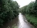 Blick nach Süden von der Brücke an der Mühle in Baginton.