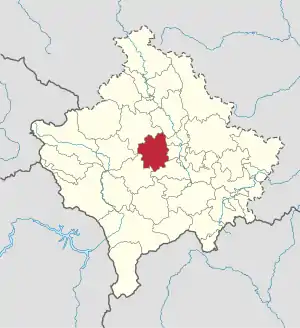 Lage der Gemeinde Drenas im Kosovo (anklickbare Karte)