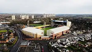 Luftaufnahme des Fir Park Stadium (Februar 2022)
