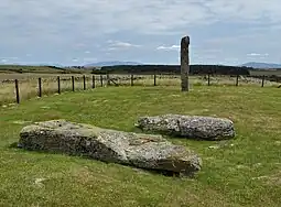 Der kürzlich (vorne) und der länger liegende Menhir