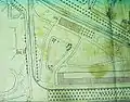 Lageplan (von 1881) des dreigleisigen Dammtorbahnhofs von 1866