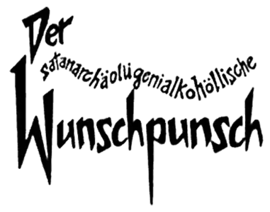 Kalligrafisch gestalteter Titel des Marionetten-Theaterstücks nach dem Buchtitel