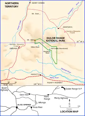 Karten der Dulcie Ranges und der weiteren Umgebung von Alice Springs