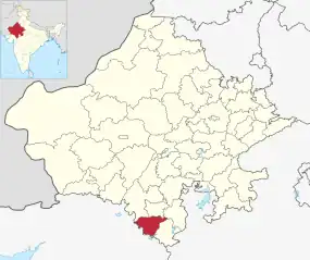 Positionskarte des Distrikts Dungarpur