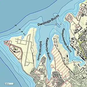 Tiefenverhältnisse vor der Küstenlinie