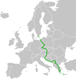 Verlaufskarte der E65