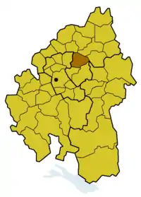 Lage des Kirchenbezirks Backnang innerhalb der Evang. Landeskirche in Württemberg