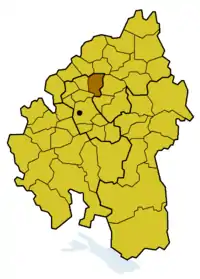 Lage des Kirchenbezirks Marbach innerhalb der Evang. Landeskirche in Württemberg