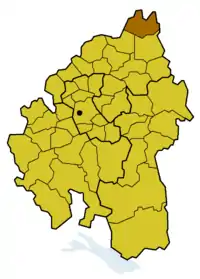 Lage des Kirchenbezirks Weikersheim innerhalb der Evang. Landeskirche in Württemberg