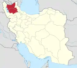 Lage der Provinz Ost-Aserbaidschan im Iran