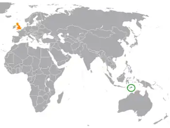 Lage von Osttimor und Vereinigtes Königreich