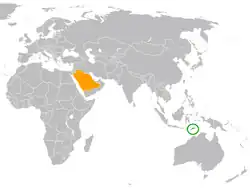 Lage von Osttimor und Saudi-Arabien