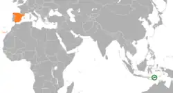 Lage von Osttimor und Spanien