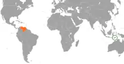 Lage von Osttimor und Venezuela