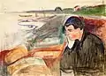 Edvard Munch: Abend/Melancholie. Öl, Pastell und Bleistift auf Leinwand, 1891, 73 × 101 cm, Munch-Museum Oslo