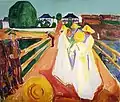 Frauen auf der Brücke (1934–40), Öl auf Leinwand, 110 × 129 cm, Munch-Museum Oslo