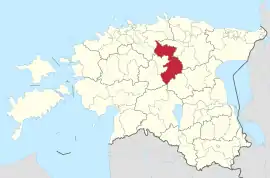 Karte von Estland, Position von Järva hervorgehoben