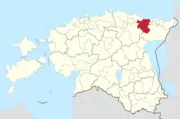 Karte von Estland, Position von Lüganuse hervorgehoben