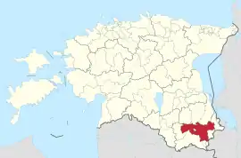 Karte von Estland, Position von Võru hervorgehoben