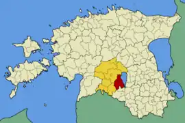 Karte von Estland, Position von Tarvastu hervorgehoben