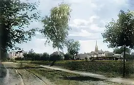 Eggersdorf Panorama von Petershagener Chaussee 1906 (koloriert)