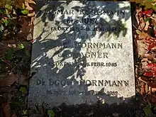 Egon Kornmann-Wagner (1887–1982) Kunsttheoretiker, Autor, Kunstpädagoge und Kunstsammler. Ludwig Kornmann-Klemm (1841–1907) Salinenbesitzer. Familiengrab auf dem Wolfgottesacker in Basel