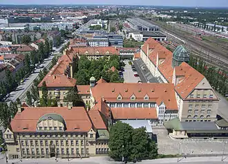 Luftbild des Gebäudekomplexes