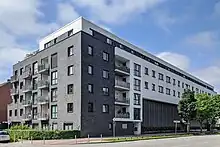 Mit Wohnungen überbaute ehemalige MZA Drosselstraße (Zustand 2020)